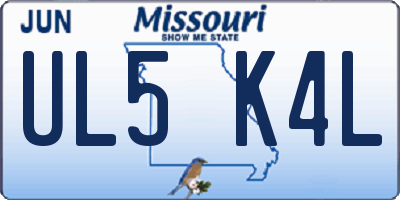 MO license plate UL5K4L