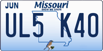 MO license plate UL5K4O
