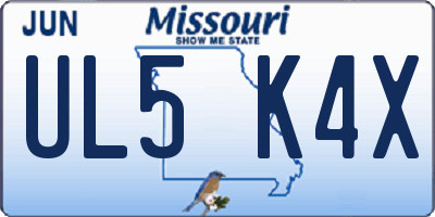 MO license plate UL5K4X