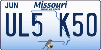 MO license plate UL5K5O