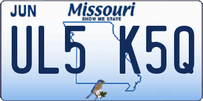 MO license plate UL5K5Q