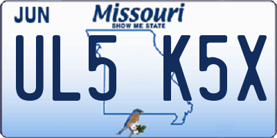 MO license plate UL5K5X