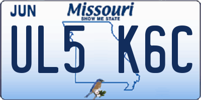 MO license plate UL5K6C
