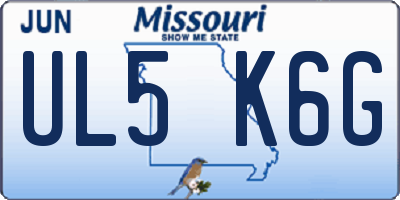 MO license plate UL5K6G