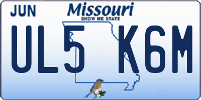 MO license plate UL5K6M