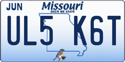 MO license plate UL5K6T