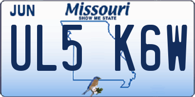 MO license plate UL5K6W