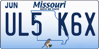 MO license plate UL5K6X