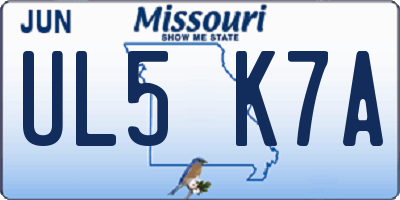 MO license plate UL5K7A