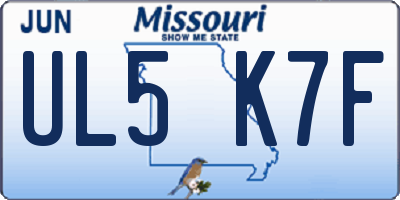 MO license plate UL5K7F