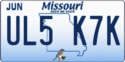 MO license plate UL5K7K