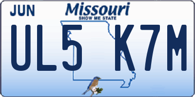 MO license plate UL5K7M