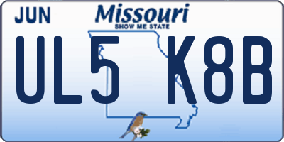 MO license plate UL5K8B
