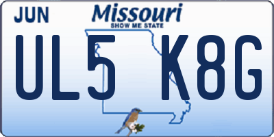 MO license plate UL5K8G