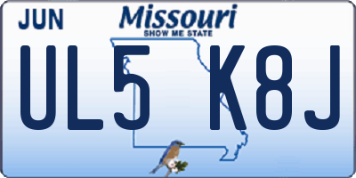 MO license plate UL5K8J