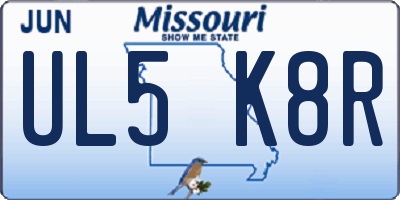 MO license plate UL5K8R