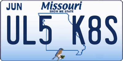 MO license plate UL5K8S
