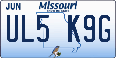 MO license plate UL5K9G