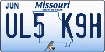 MO license plate UL5K9H
