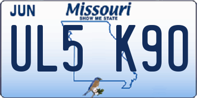 MO license plate UL5K9O