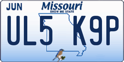 MO license plate UL5K9P