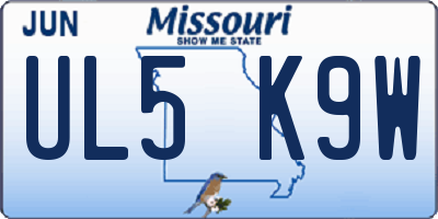 MO license plate UL5K9W
