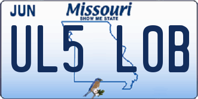 MO license plate UL5L0B