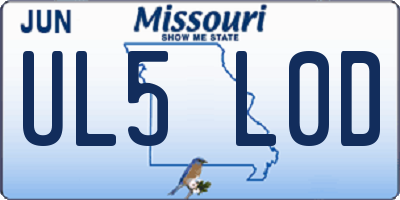 MO license plate UL5L0D