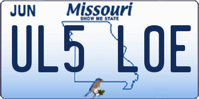 MO license plate UL5L0E