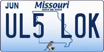 MO license plate UL5L0K