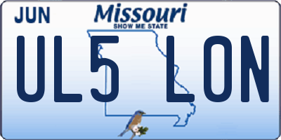 MO license plate UL5L0N