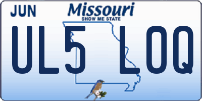 MO license plate UL5L0Q