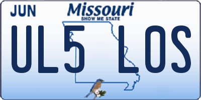 MO license plate UL5L0S