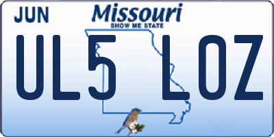 MO license plate UL5L0Z