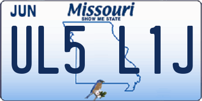 MO license plate UL5L1J