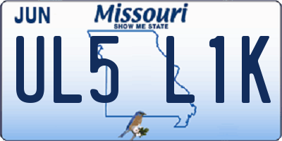 MO license plate UL5L1K