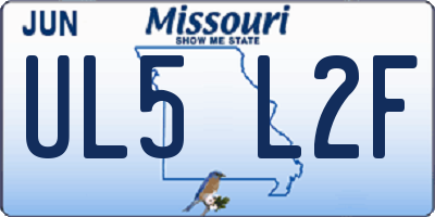 MO license plate UL5L2F