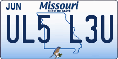 MO license plate UL5L3U