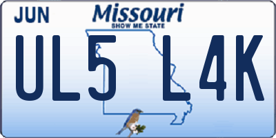 MO license plate UL5L4K