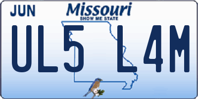MO license plate UL5L4M