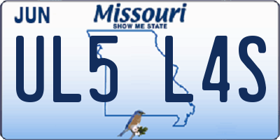 MO license plate UL5L4S