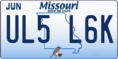 MO license plate UL5L6K