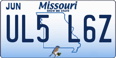 MO license plate UL5L6Z