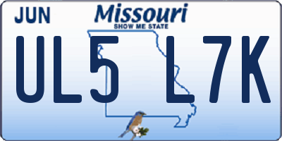 MO license plate UL5L7K