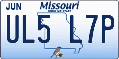 MO license plate UL5L7P
