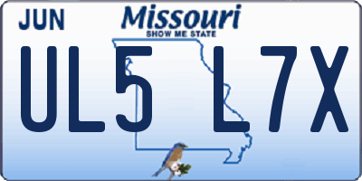 MO license plate UL5L7X