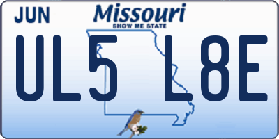 MO license plate UL5L8E
