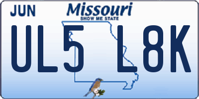 MO license plate UL5L8K