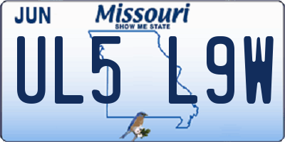 MO license plate UL5L9W