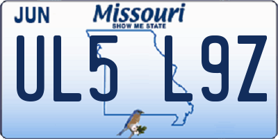 MO license plate UL5L9Z